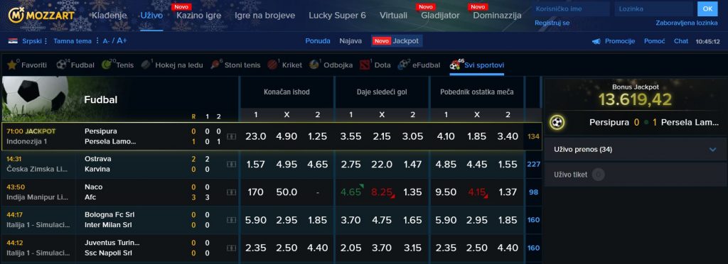 klađenje uživo mozzartbet kladjenje
