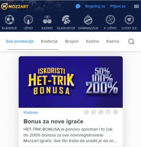 Mozzart bonusi i promocije mozzartbet aplikacija